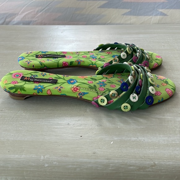 M by Morenatom green sandals with leather straps with button details, size 7 - Picture 3 of 8